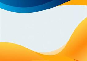 a abstrato azul e laranja apresentação fundo com curvado linhas decorativo fronteiras e esvaziar espaço foto
