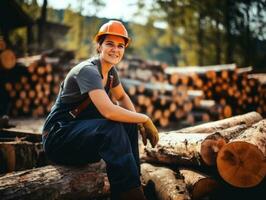 foto tiro do uma natural mulher trabalhando Como uma construção trabalhador ai generativo