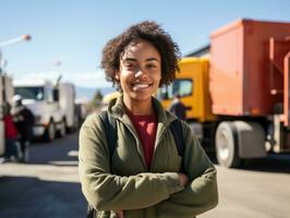 foto tiro do uma natural mulher trabalhando Como uma construção trabalhador ai generativo