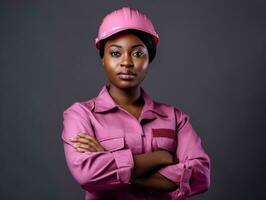 foto tiro do uma natural mulher trabalhando Como uma construção trabalhador ai generativo