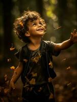 emocional dinâmico pose brasileiro criança dentro outono ai generativo foto
