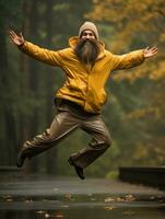 foto do emocional dinâmico pose brasileiro homem dentro outono ai generativo