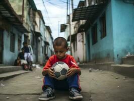 criança a partir de Colômbia usando Smartphone para jogando jogos ai generativo foto