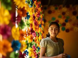 mulheres crio papel picado colorida papel decorações ai generativo foto