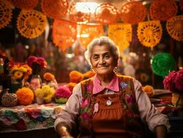 mulheres crio papel picado colorida papel decorações ai generativo foto