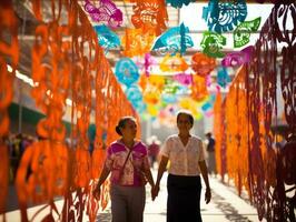 mulheres crio papel picado colorida papel decorações ai generativo foto