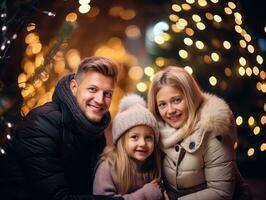 a família goza a comemorar Natal véspera juntos ai generativo foto