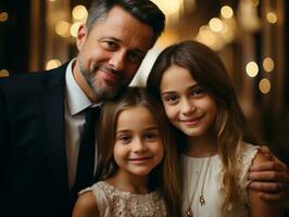 a família goza a comemorar Natal véspera juntos ai generativo foto