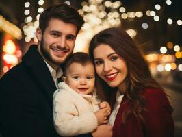 a família goza a comemorar Natal véspera juntos ai generativo foto