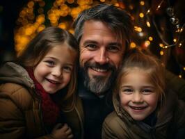 a família goza a comemorar Natal véspera juntos ai generativo foto