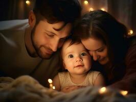 a família goza a comemorar Natal véspera juntos ai generativo foto