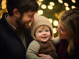 a família goza a comemorar Natal véspera juntos ai generativo foto