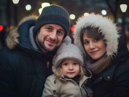 a família goza a comemorar Natal véspera juntos ai generativo foto