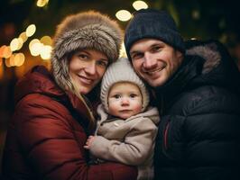 a família goza a comemorar Natal véspera juntos ai generativo foto