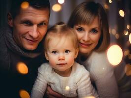 a família goza a comemorar Natal véspera juntos ai generativo foto