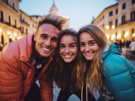 a família goza a comemorar Natal véspera juntos ai generativo foto