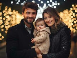 a família goza a comemorar Natal véspera juntos ai generativo foto