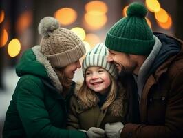 a família goza a comemorar Natal véspera juntos ai generativo foto