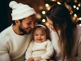 a família goza a comemorar Natal véspera juntos ai generativo foto