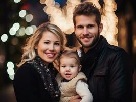 a família goza a comemorar Natal véspera juntos ai generativo foto