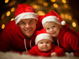 a família goza a comemorar Natal véspera juntos ai generativo foto