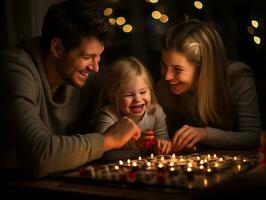 a família goza a comemorar Natal véspera juntos ai generativo foto