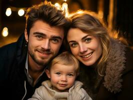 a família goza a comemorar Natal véspera juntos ai generativo foto