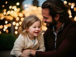 a família goza a comemorar Natal véspera juntos ai generativo foto