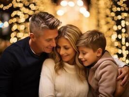 a família goza a comemorar Natal véspera juntos ai generativo foto