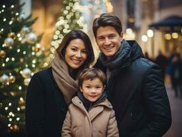 a família goza a comemorar Natal véspera juntos ai generativo foto