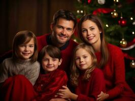 a família goza a comemorar Natal véspera juntos ai generativo foto