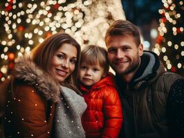 a família goza a comemorar Natal véspera juntos ai generativo foto