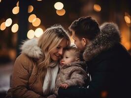 a família goza a comemorar Natal véspera juntos ai generativo foto