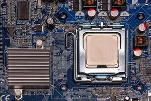 CPU de close-up na placa-mãe do computador