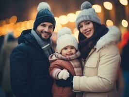 a interracial família goza a comemorar Natal véspera juntos ai generativo foto