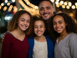 a interracial família goza a comemorar Natal véspera juntos ai generativo foto