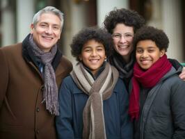 a interracial família goza a comemorar Natal véspera juntos ai generativo foto