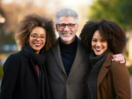 a interracial família goza a comemorar Natal véspera juntos ai generativo foto