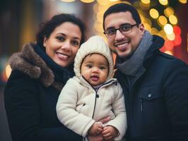 a interracial família goza a comemorar Natal véspera juntos ai generativo foto