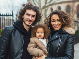 a interracial família goza a comemorar Natal véspera juntos ai generativo foto