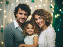 a interracial família goza a comemorar Natal véspera juntos ai generativo foto