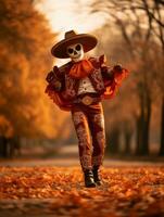 foto do emocional dinâmico pose mexicano homem dentro outono ai generativo