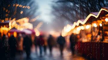 generativo ai, Natal justo borrado fundo, inverno rua mercado dentro Europa foto