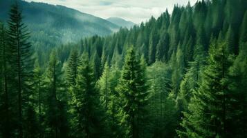 panorama imaculado sempre-verde floresta ai gerado foto