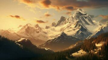 Sol dourado hora Alpes ai gerado foto