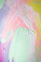 óleo pintura dentro multicolorido tons. conceptual abstrato fechar-se do uma pintura de óleo e paleta faca em tela. foto