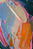 fechar-se do abstrato rude colorida arte pintura textura, com óleo pincelada, palete faca pintura em tela, complementar cores. foto