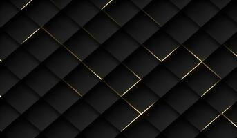 luxo abstrato Preto metal fundo com dourado luz linhas. Sombrio 3d textura. ai generativo foto