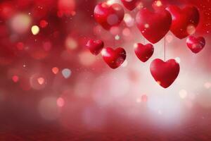 vermelho coração ar balão fundo com brilhar formas Projeto conceito para feriado namorados dia aniversário festa vermelho foto