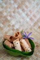 Correia muan sobremesa é uma tipo do tailandês doce fez do farinha, coco leite e ovo foto